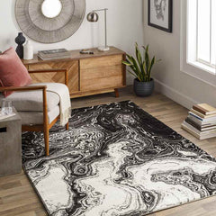 Bird Cove Modern Black Area Rug