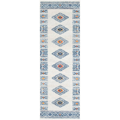 Ajax Rustic Dark Blue/Sky Blue Area Rug