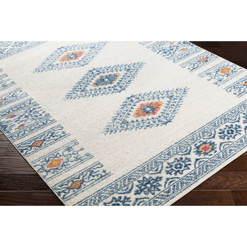 Ajax Rustic Dark Blue/Sky Blue Area Rug
