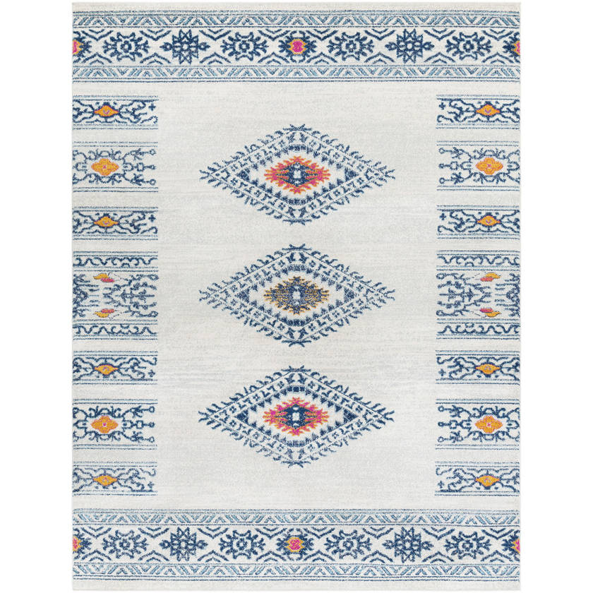 Ajax Rustic Dark Blue/Sky Blue Area Rug
