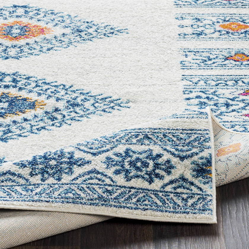 Ajax Rustic Dark Blue/Sky Blue Area Rug