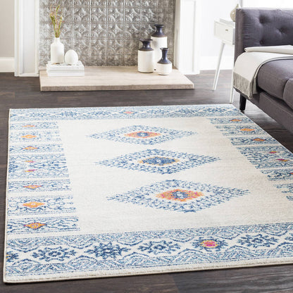 Ajax Rustic Dark Blue/Sky Blue Area Rug