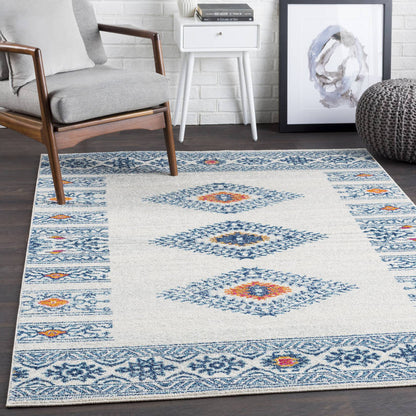 Ajax Rustic Dark Blue/Sky Blue Area Rug