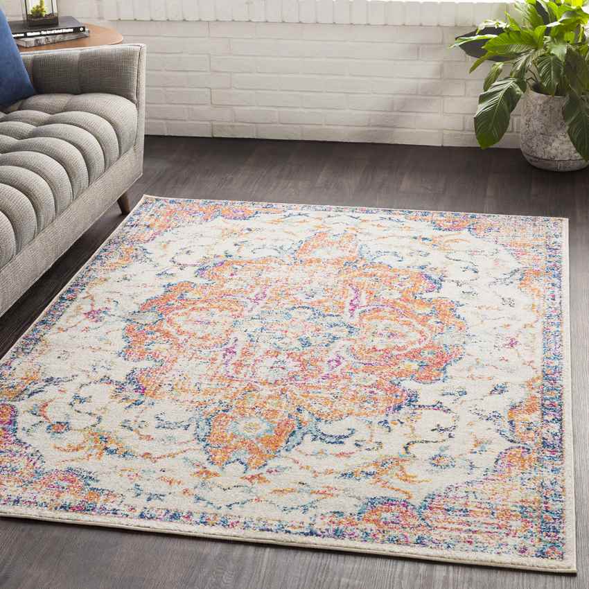 Toulouse Traditional Bright Orange Area Rug