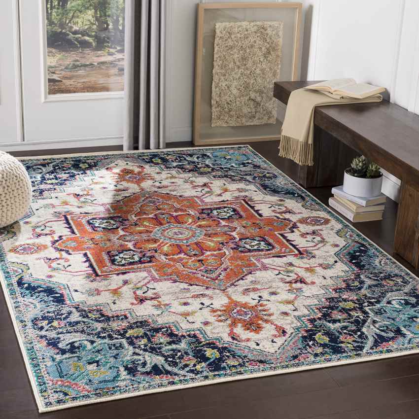 Metz Traditional Bright Orange Area Rug