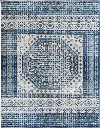 Langweer Traditional Dark Blue Area Rug