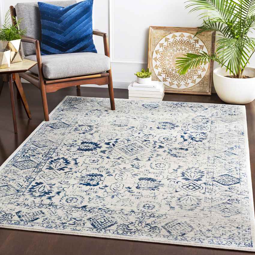 Schingen Traditional Bright Blue Area Rug
