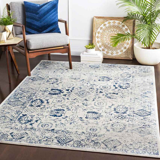 Schingen Traditional Bright Blue Area Rug