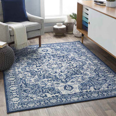 Troyes Traditional Bright Blue Area Rug