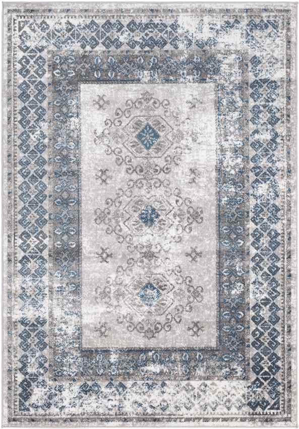 Terhorne Traditional Taupe/Blue Area Rug