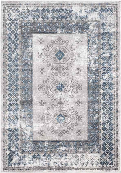 Terhorne Traditional Taupe/Blue Area Rug