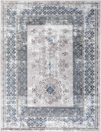 Terhorne Traditional Taupe/Blue Area Rug