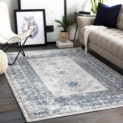 Terhorne Traditional Taupe/Blue Area Rug