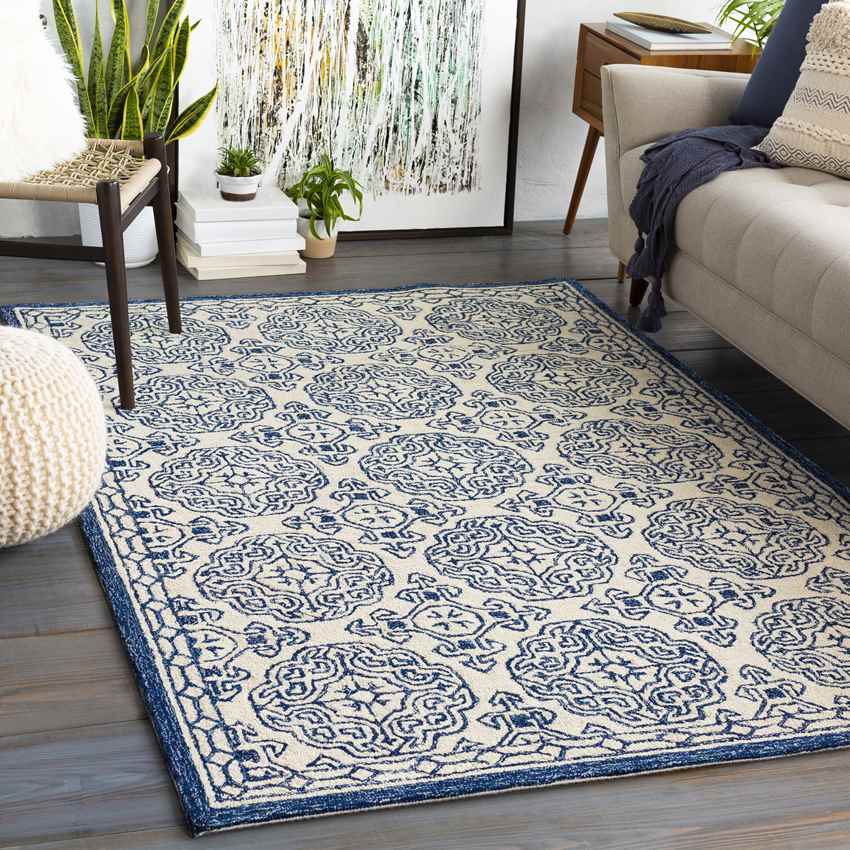 Wilaard Traditional Dark Blue Area Rug