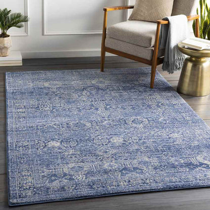 Garminge Traditional Bright Blue Area Rug