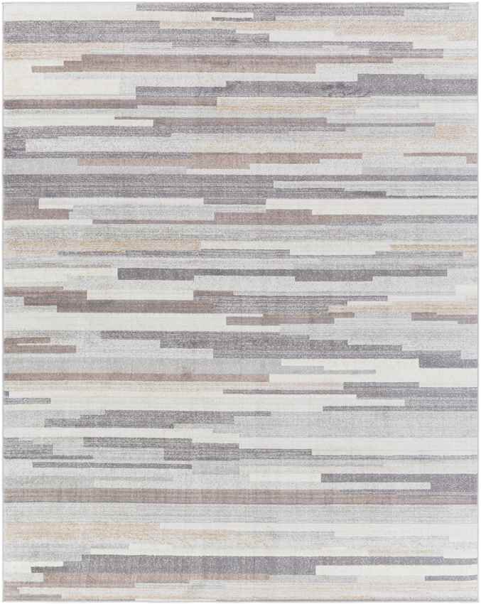 Orvelte Modern Medium Gray/Tan/White Area Rug