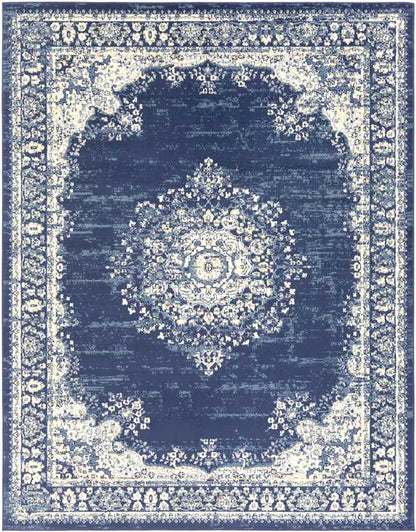 Leek Traditional Denim Area Rug