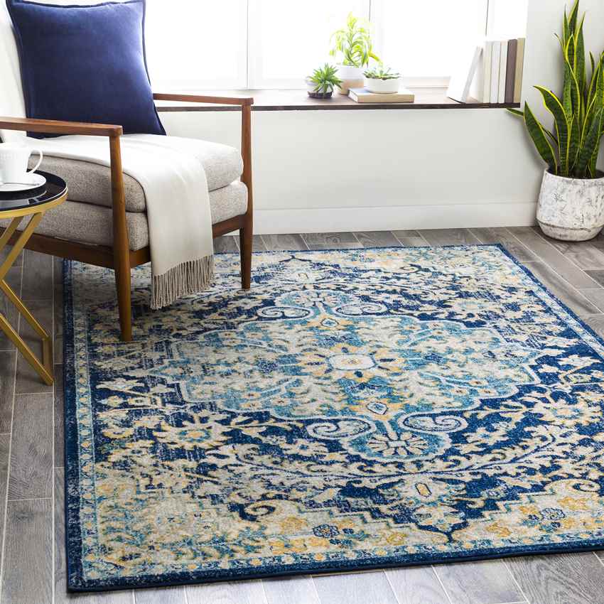 Gimel Traditional Sky Blue Area Rug
