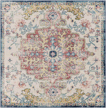 Gimel Traditional Sky Blue/Garnet Area Rug
