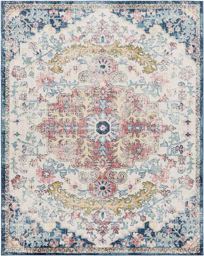 Gimel Traditional Sky Blue/Garnet Area Rug