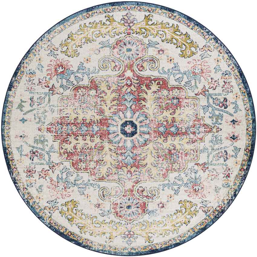Gimel Traditional Sky Blue/Garnet Area Rug