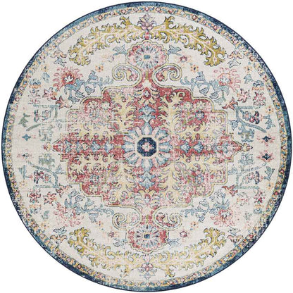 Gimel Traditional Sky Blue/Garnet Area Rug