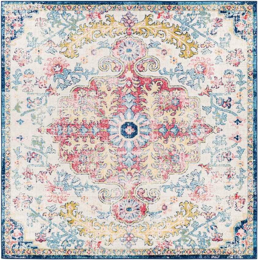 Gimel Traditional Sky Blue/Garnet Area Rug