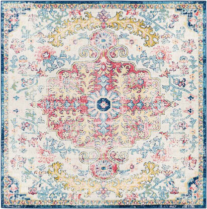 Gimel Traditional Sky Blue/Garnet Area Rug