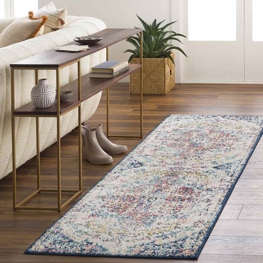 Gimel Traditional Sky Blue/Garnet Area Rug