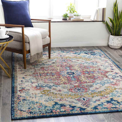 Gimel Traditional Sky Blue/Garnet Area Rug