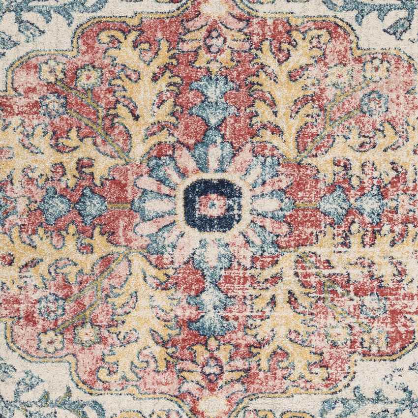 Gimel Traditional Sky Blue/Garnet Area Rug