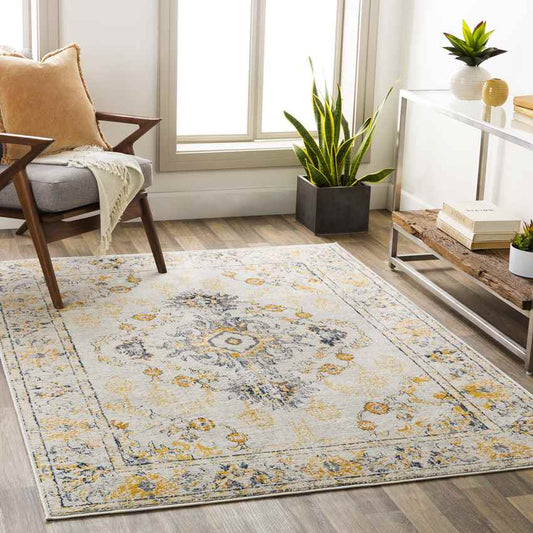 Burum Traditional Yellow Area Rug