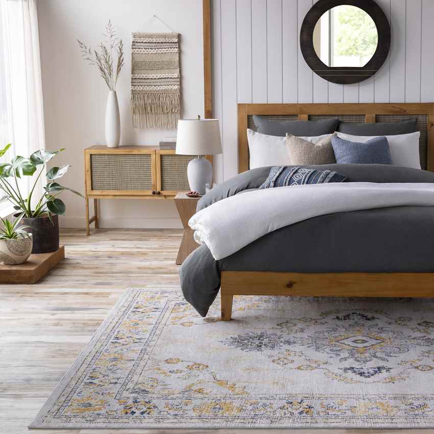 Burum Traditional Yellow Area Rug