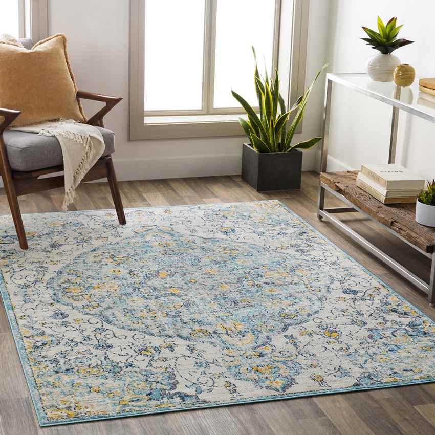Cornjum Traditional Pale Blue Area Rug