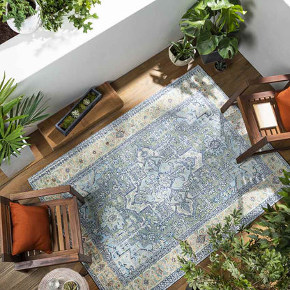 Ballum Traditional Sky Blue Area Rug