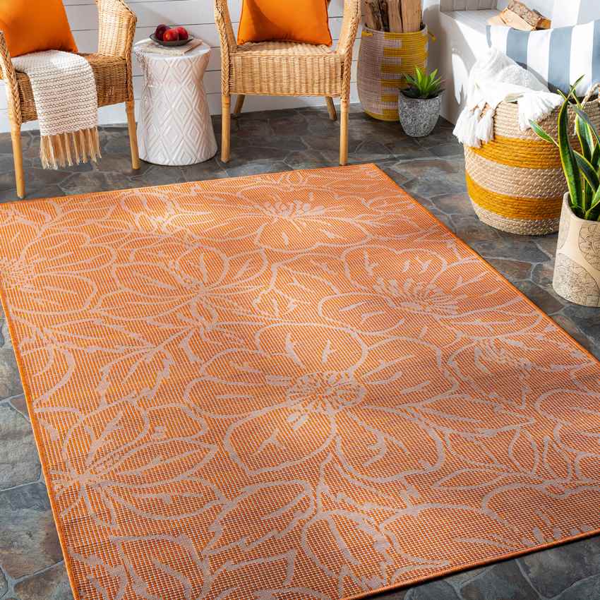 Broekoord Traditional Bright Orange Area Rug