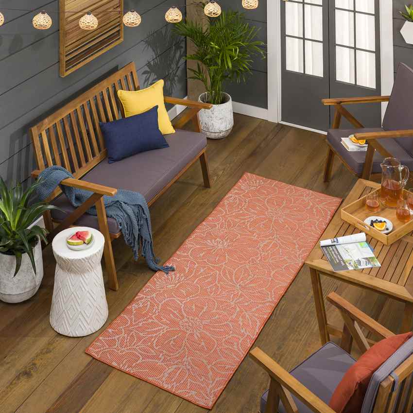 Broekoord Traditional Bright Orange Area Rug