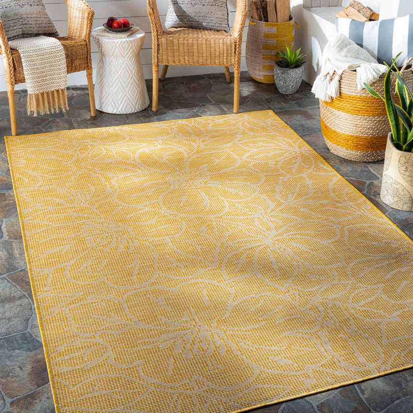 Broekoord Traditional Bright Yellow Area Rug