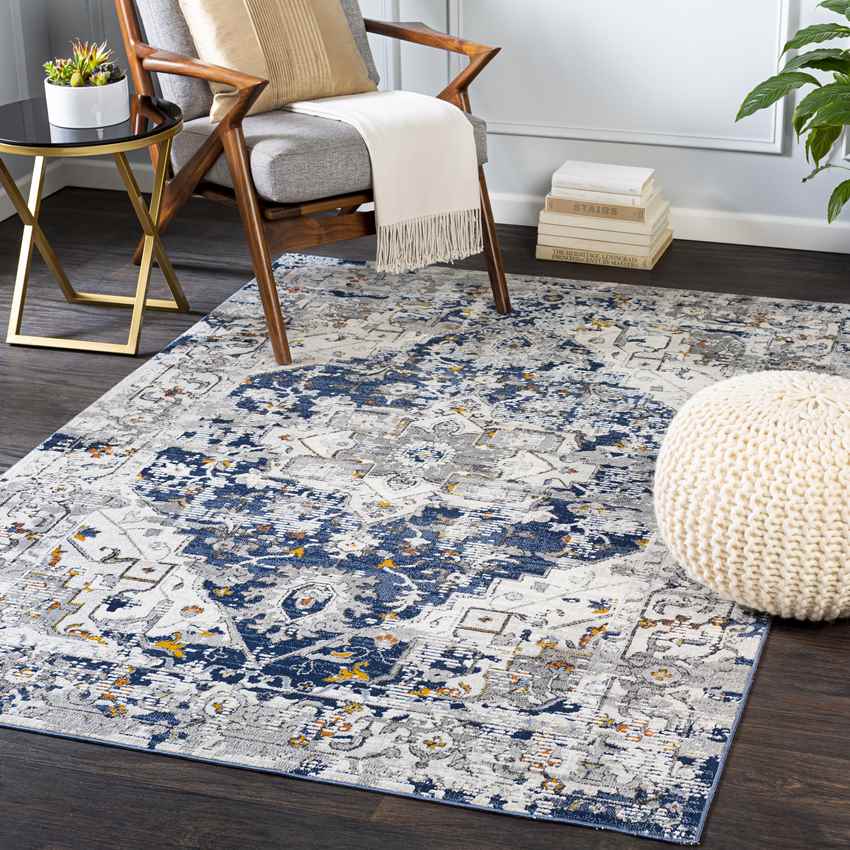 Lunen Traditional Denim Area Rug