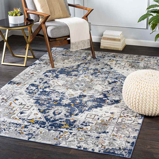 Lunen Traditional Denim Area Rug