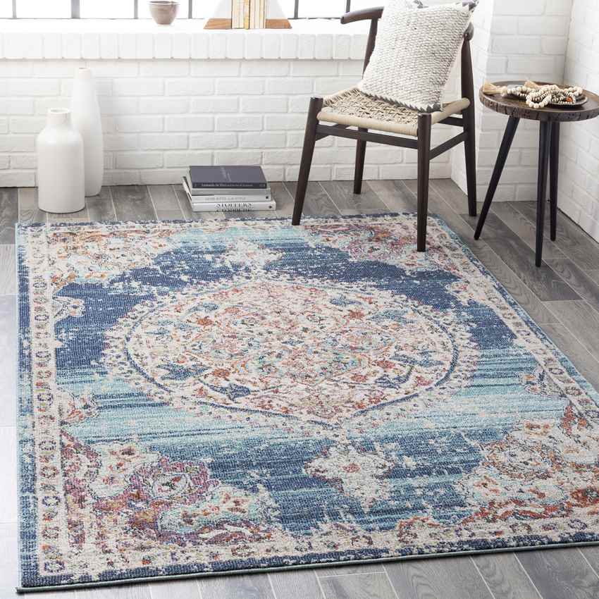 Kreel Traditional Navy Area Rug