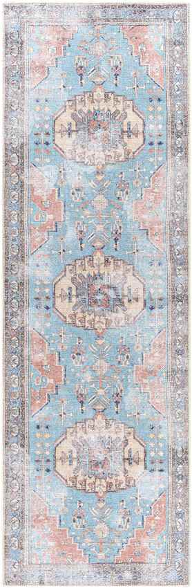 Laren Traditional Aqua Washable Area Rug