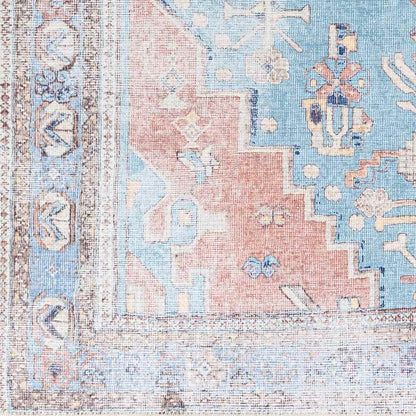 Laren Traditional Aqua Washable Area Rug