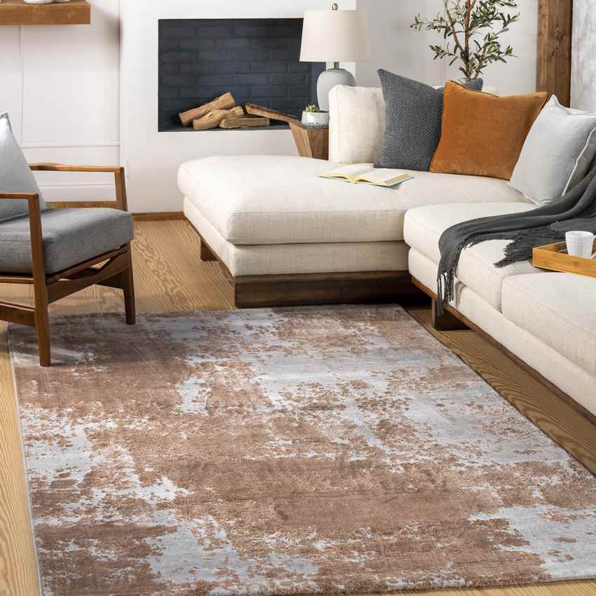 Rinnegom Modern Burnt Orange Area Rug