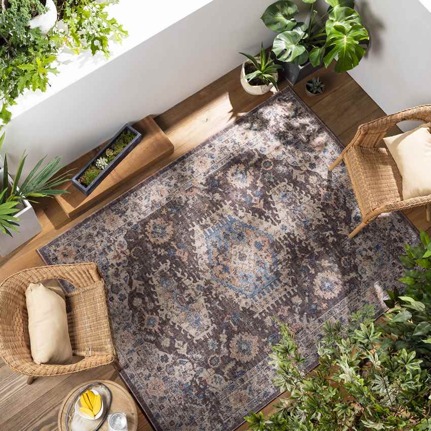 Graspeel Traditional Dark Brown Area Rug