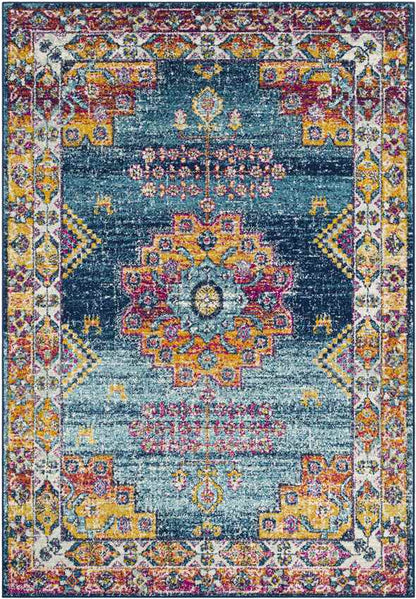 Halfmijl Traditional Navy Area Rug