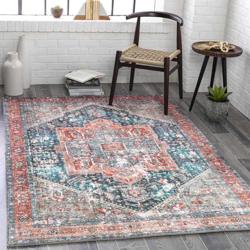 Heeseind Traditional Denim Area Rug