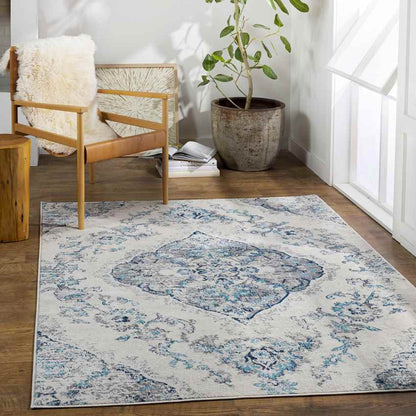 Brongerga Traditional Sky Blue Area Rug