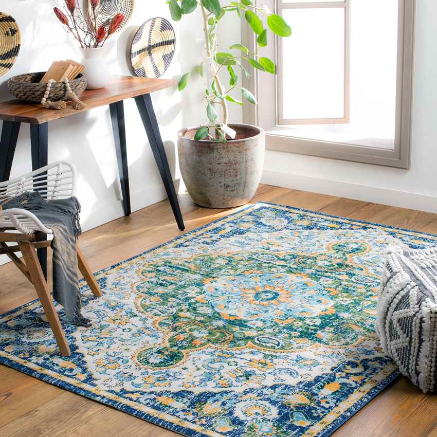 Horzik Traditional Dark Green Area Rug