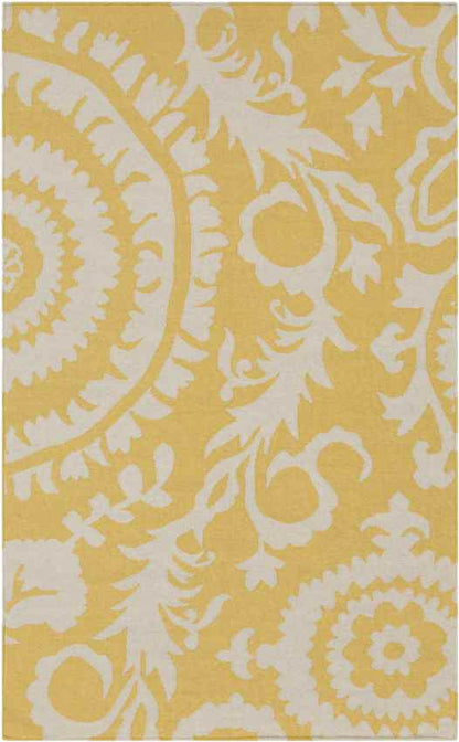 Kaarschot Traditional Yellow/Ivory Area Rug